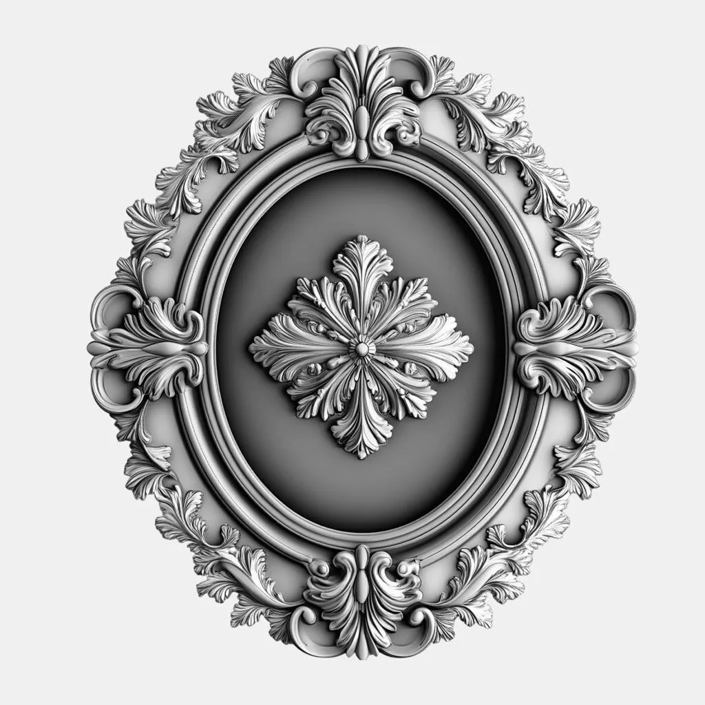 Luxury Baroque Oval Wall Panel 3D print model