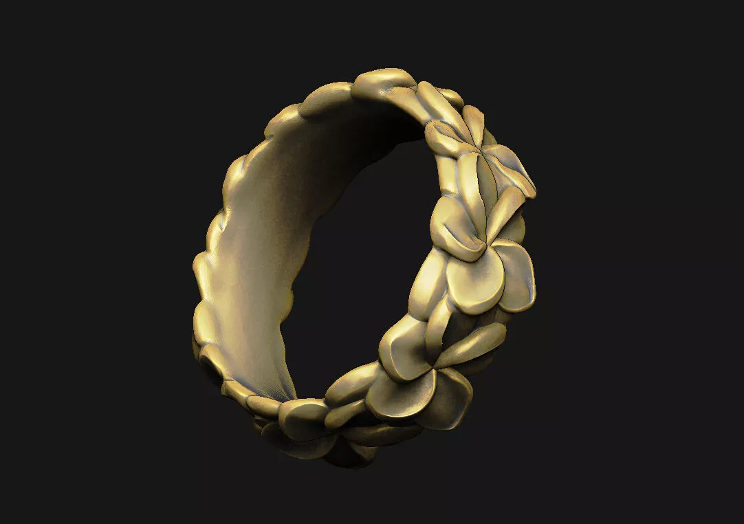 Floral-ring plumeria frangipani nature-inspired organic internal 3D print model
