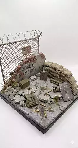 Urban Military Diorama Base STL 3D Print Display Terrain