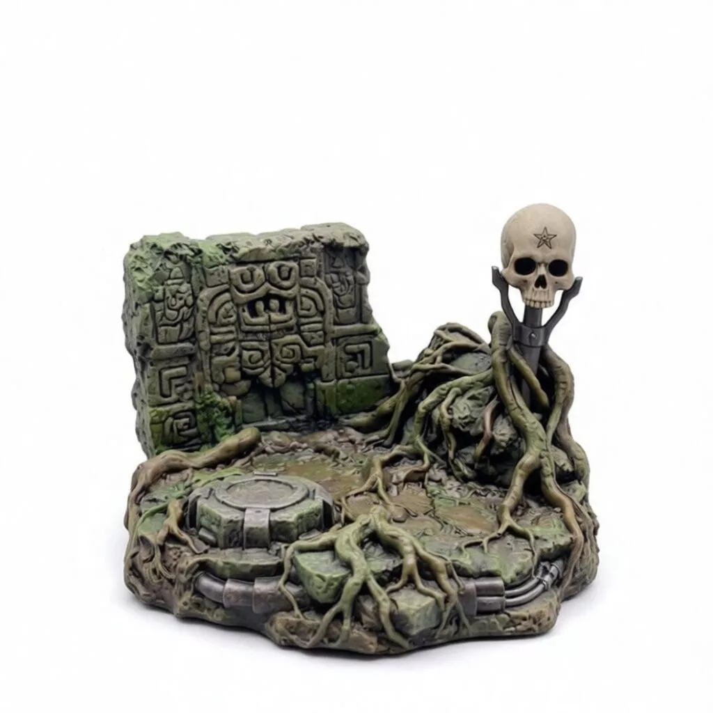 Ancient Jungle Ruins Diorama Base STL 3D Print Display Terrain 3D print model