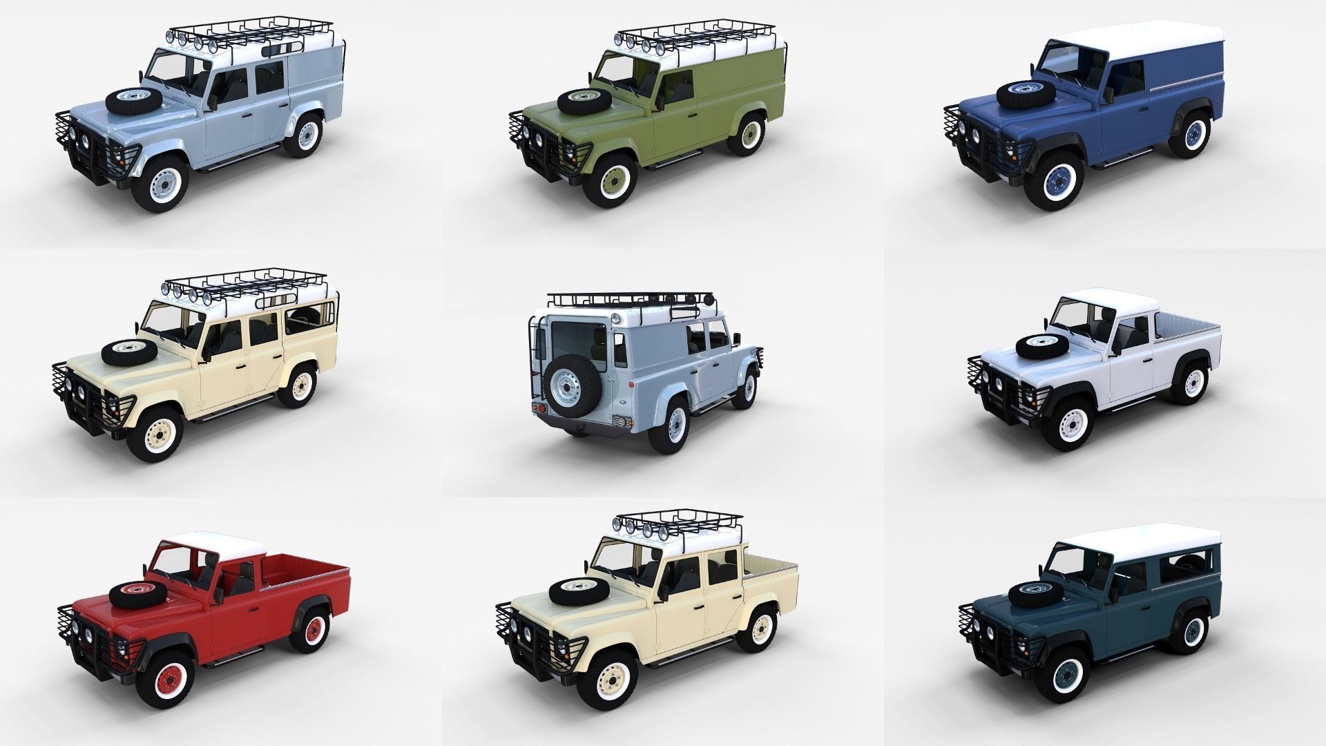 Land Rover Defender Pack with interior 3D model_0