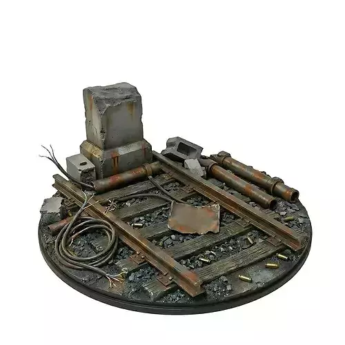 Industrial Ruined Rail Diorama Base STL 3D Print Display