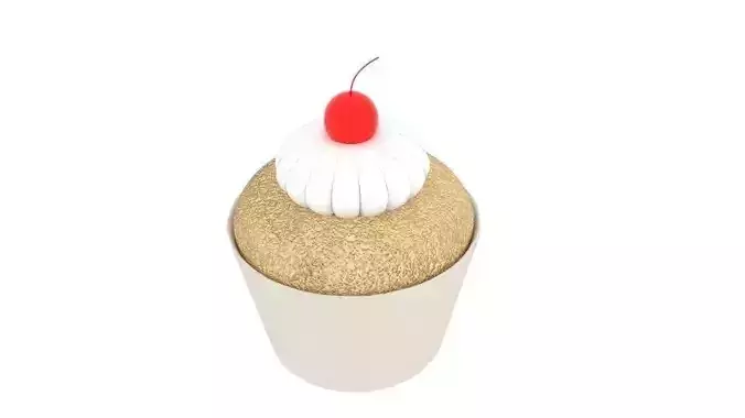 Cherry Cupcake Low-poly 3D model
