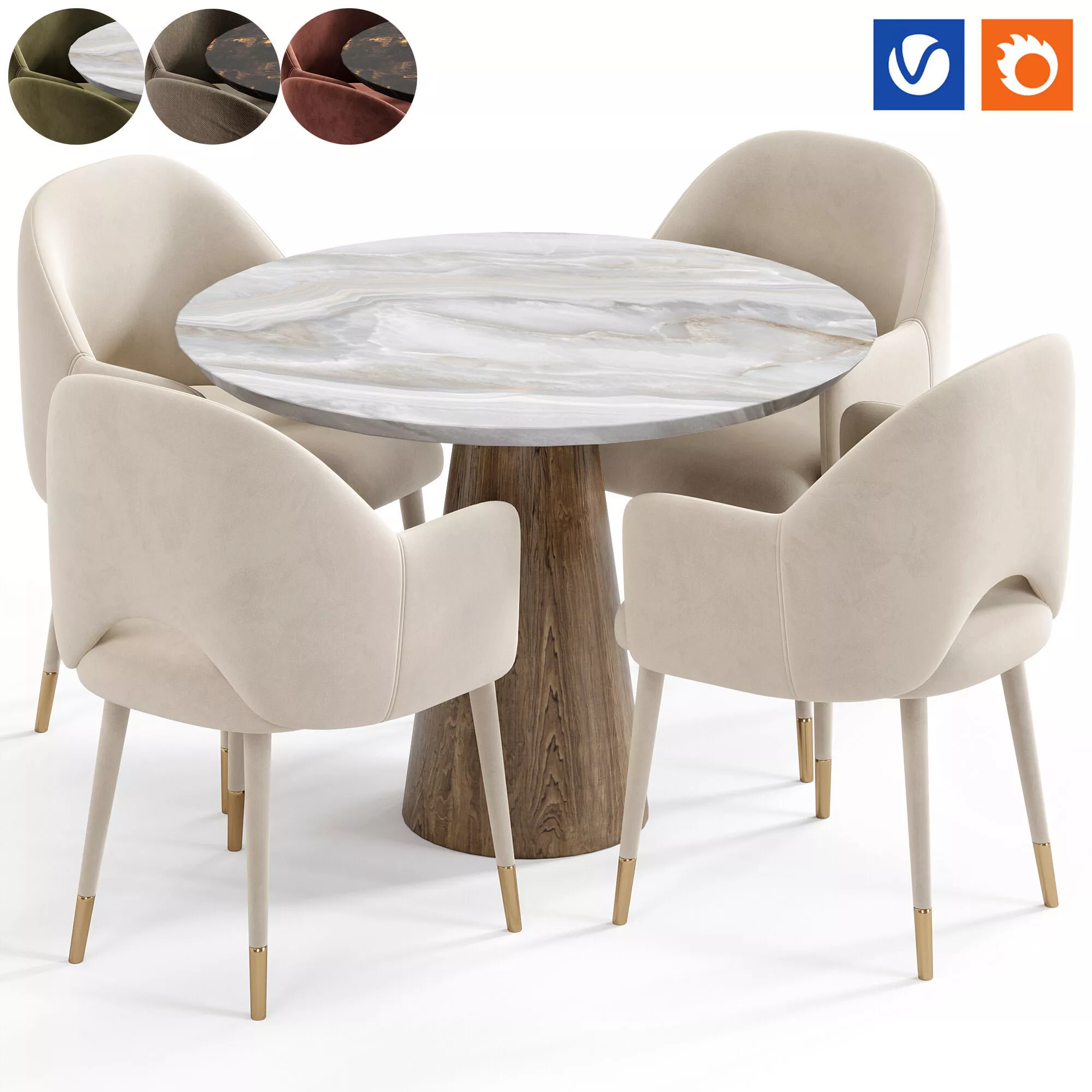 Propus Chair Round Table By Amgrades Low-poly 3D model