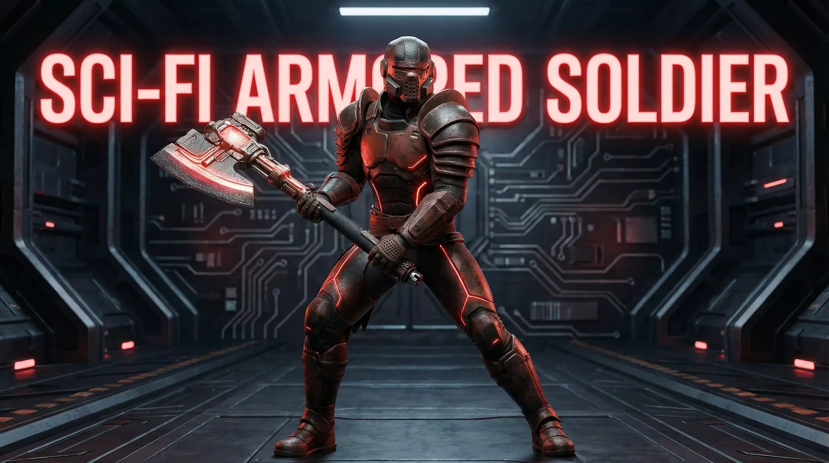 Sci-Fi Armored Soldier - Game Ready Low-poly 3D model