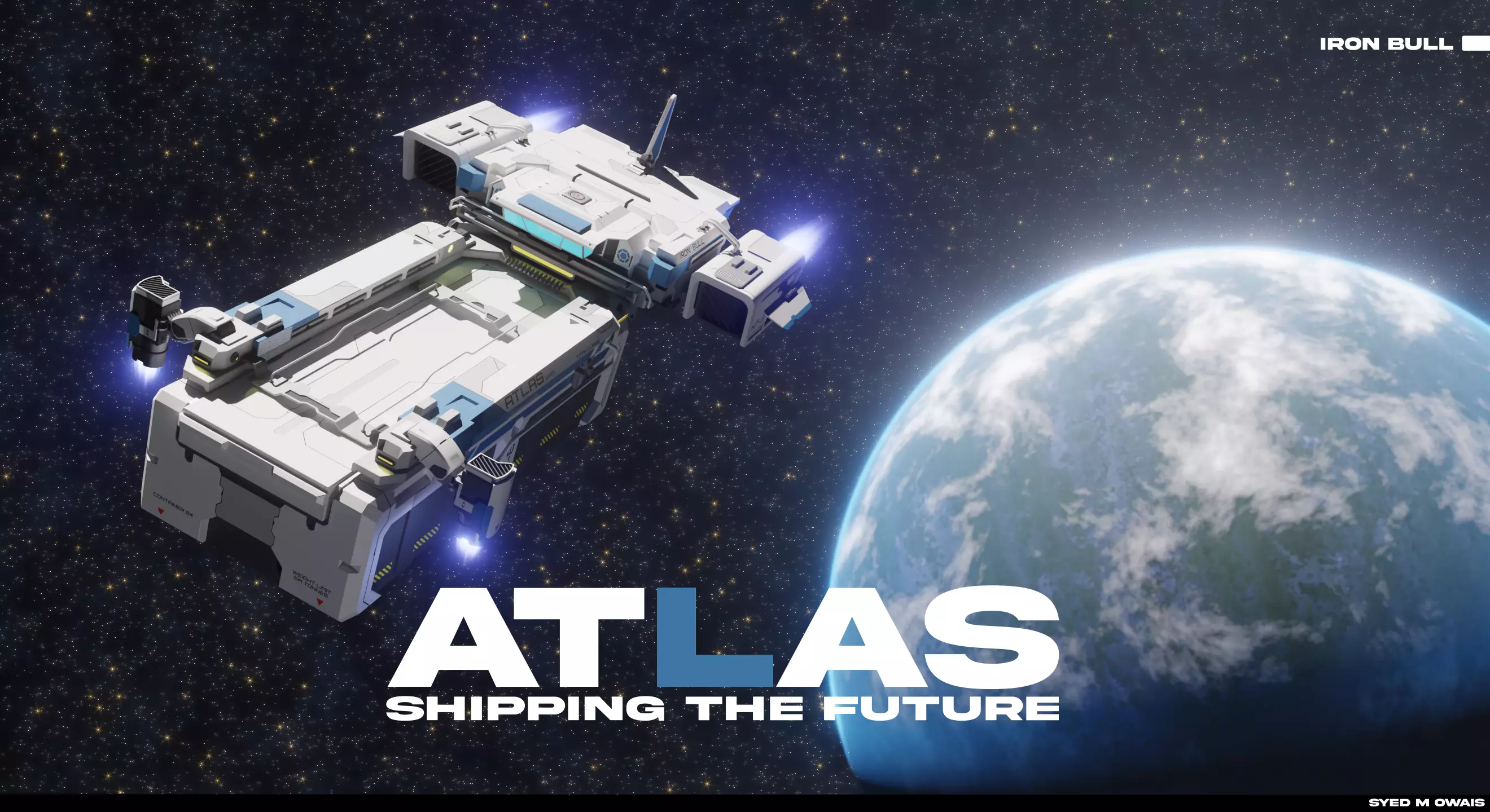 Cargo Spaceship I ATLAS Cargo Freighter I IRON BULL Low-poly 3D model