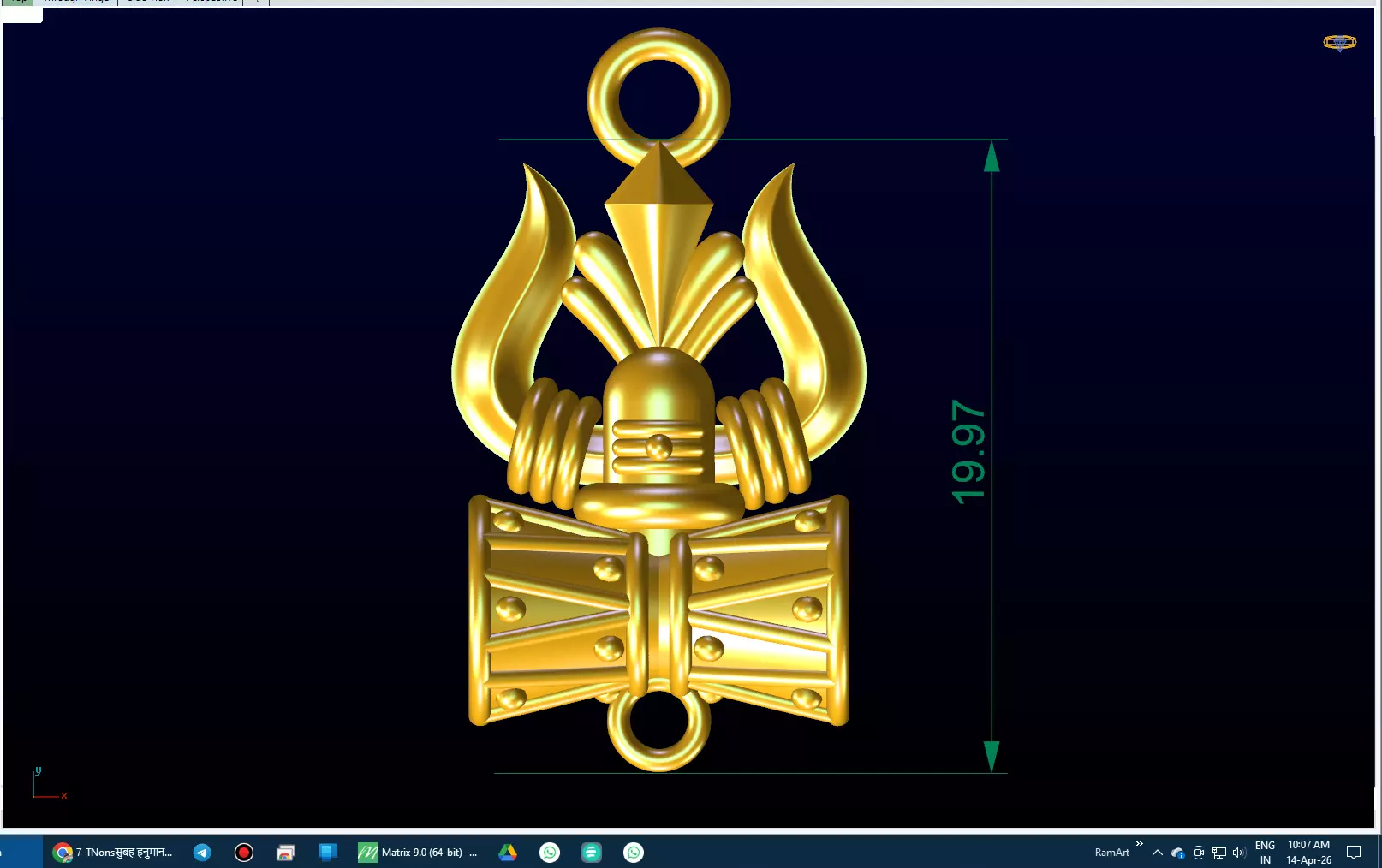 Lord Shivas Trishul pendent 3d model 3D print model