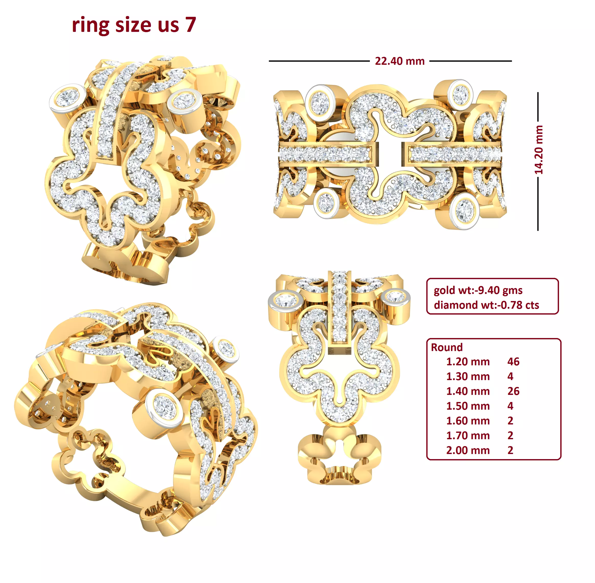 SILVER AND GOLD COCKTAIL RING 3D print model