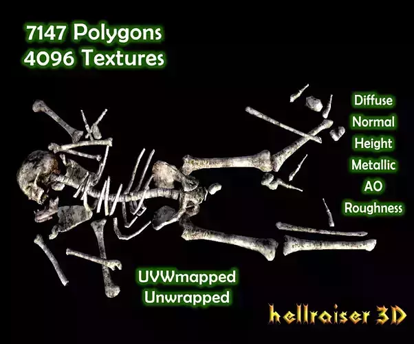 Dead Skeleton - PBR - Textured