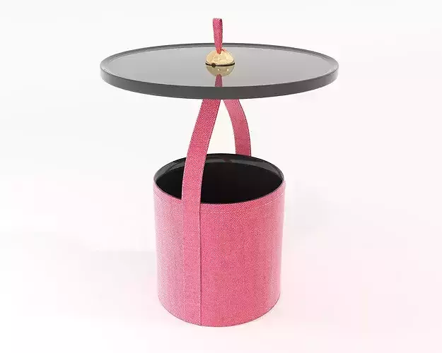 Belted Cubic Armchair and Side Table 3D model 7