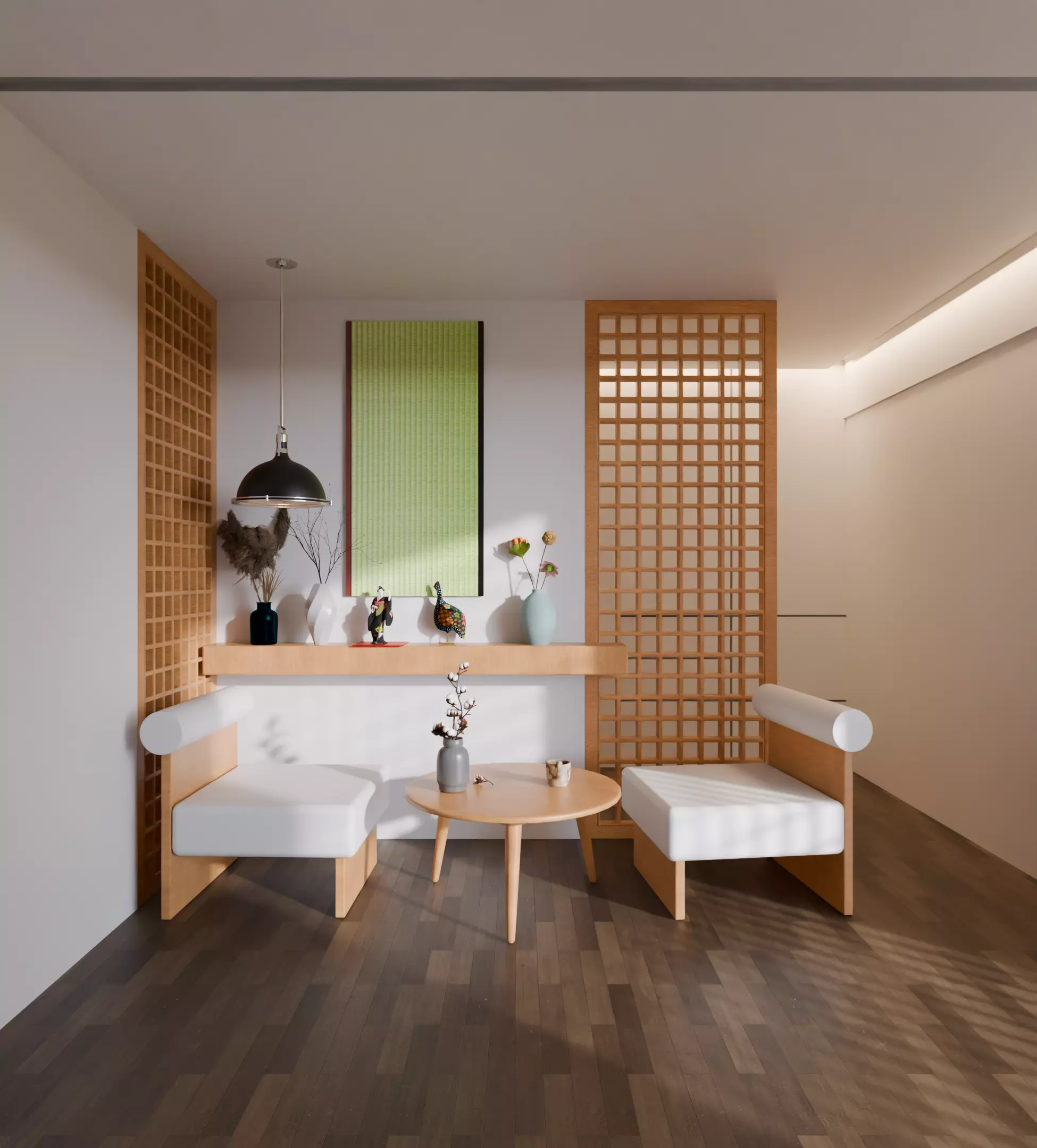 Modern Zen Interior - Japandi Minimalist Room Fully Textured Free 3D model