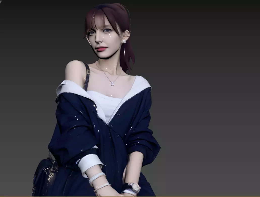 88- Chinese Style Scene - Sitting Slightly Fat Girl 2 3D model