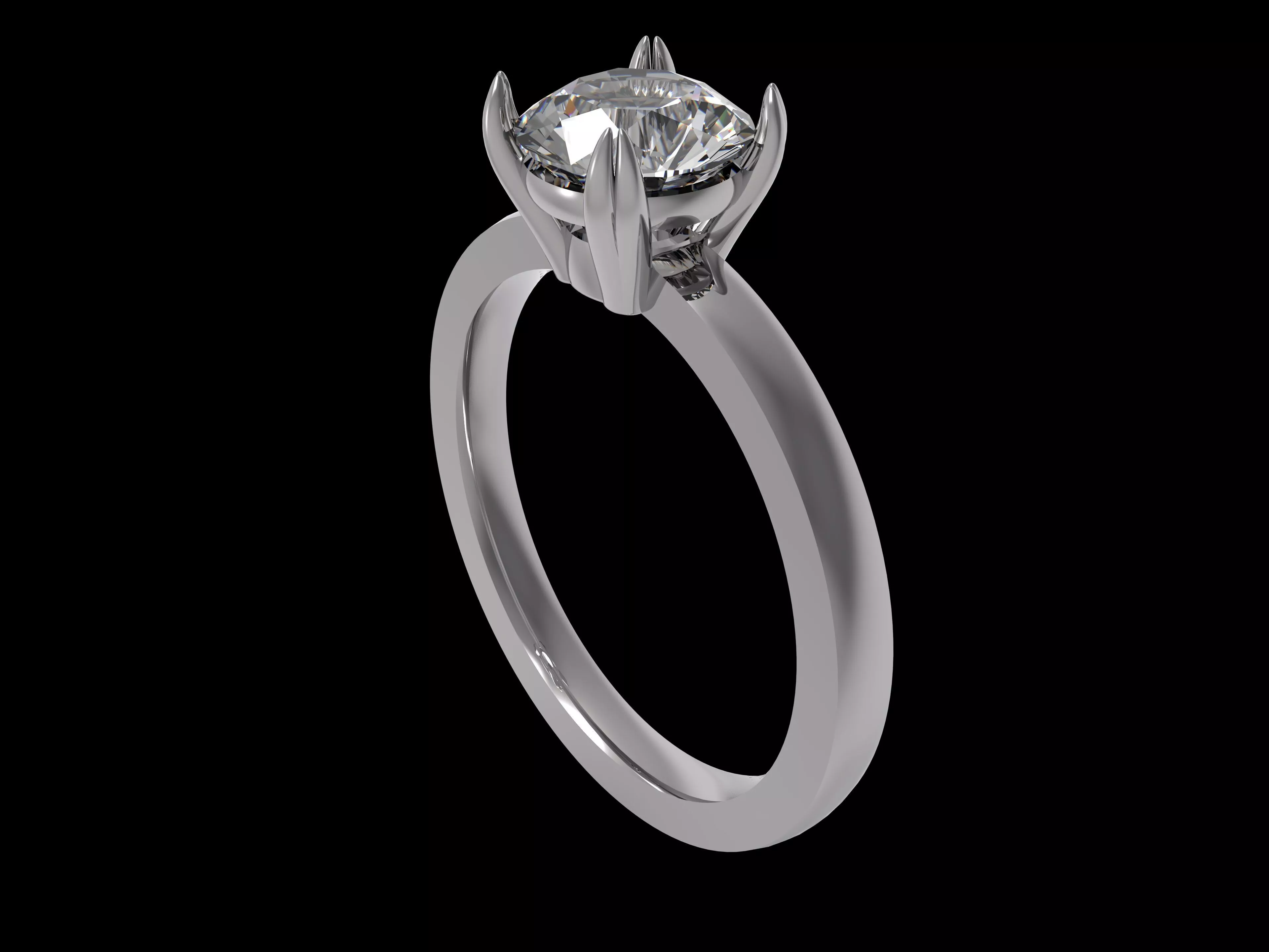 Round Cut Engagement Ring USA 6 3D print model