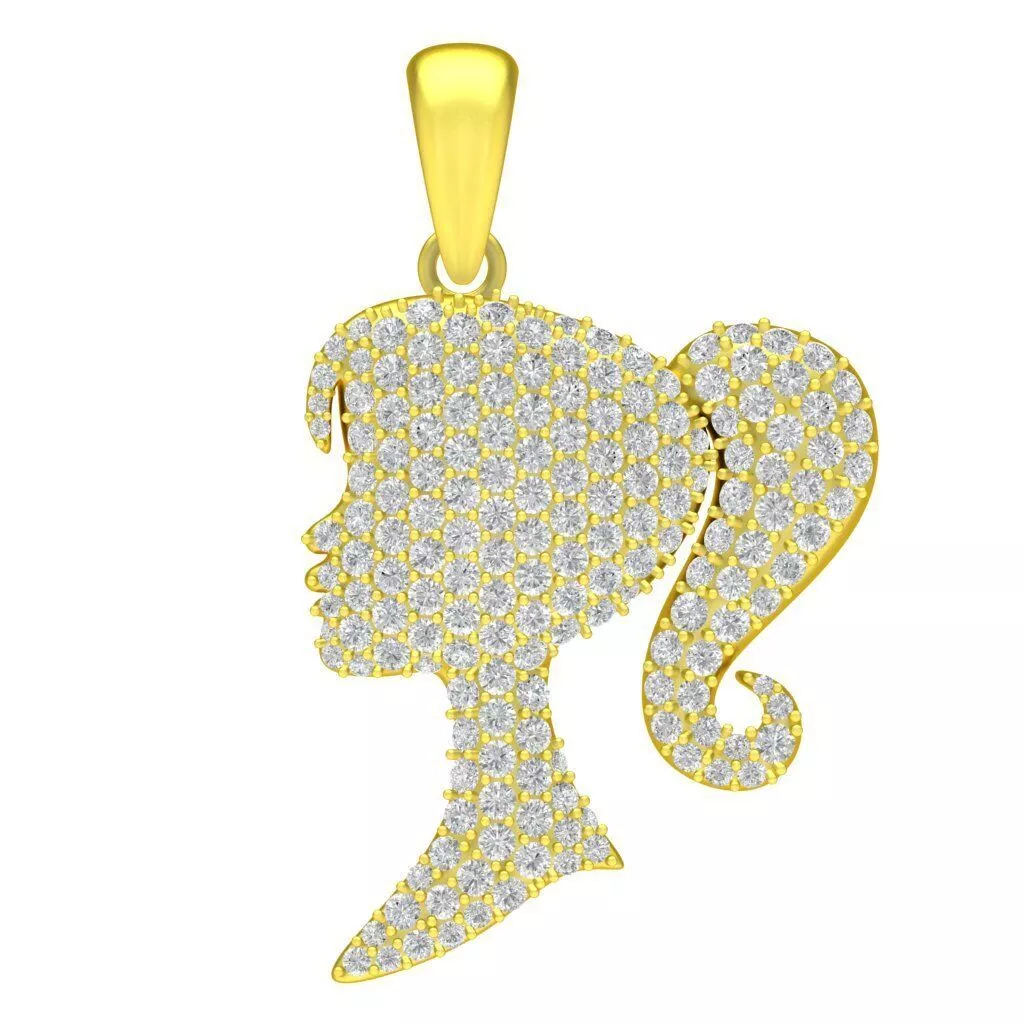 Princess Lady Diamond Head Pendant 258a 3D print model