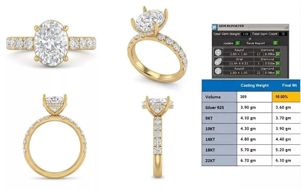 Oval Sapphire Hidden Halo Diamond Ring 3D Model 3D print model