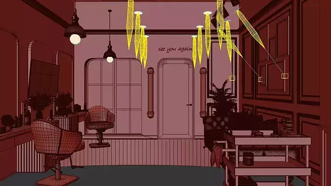 Barber shop interior  3D model 5