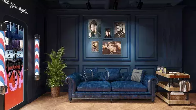 Barber shop interior  3D model 3