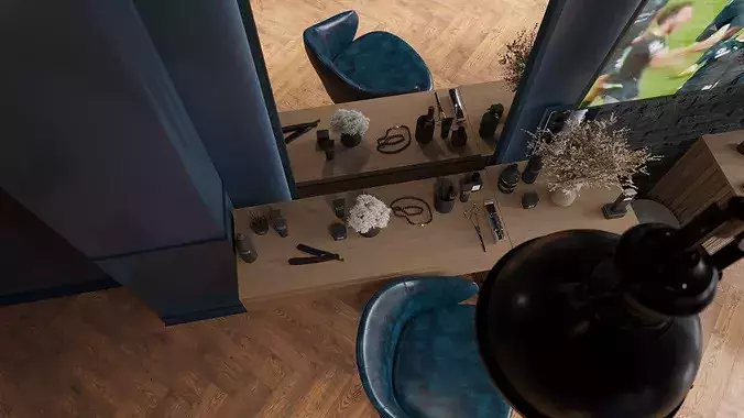 Barber shop interior  3D model 4
