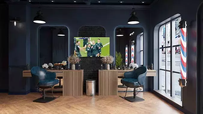 Barber shop interior  3D model 2
