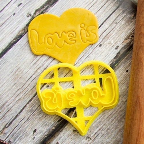 Stamp LOVE IS cookie cutter for professional  Free 3D print model_2