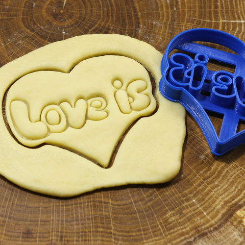 Stamp LOVE IS cookie cutter for professional  Free 3D print model