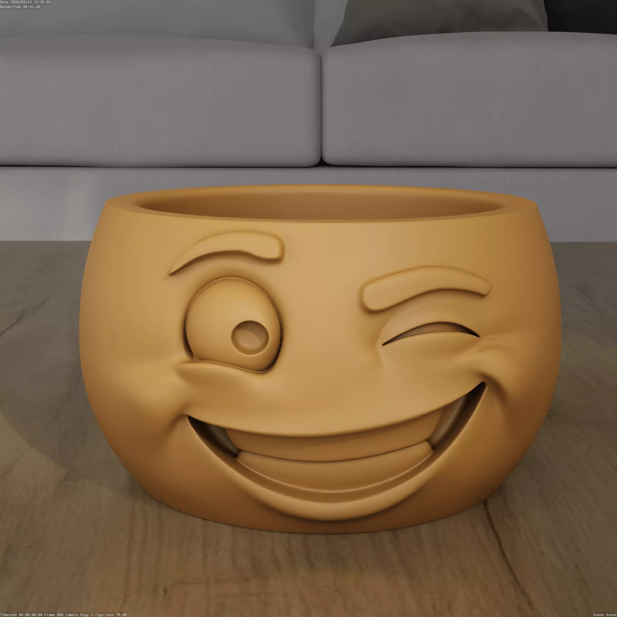 Funny Winking Emoji Planter Pot STL 3D Print Model 3D print model