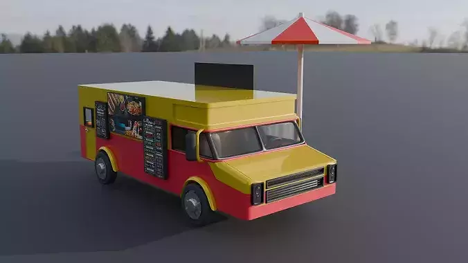 Food Truck Street Kitchen Mobile Catering Vehicle 3D model 3