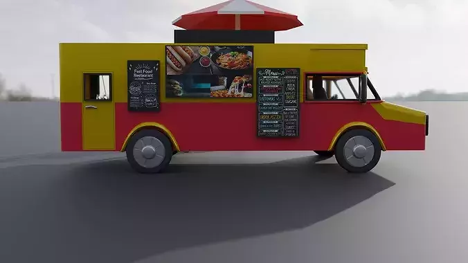 Food Truck Street Kitchen Mobile Catering Vehicle 3D model 2