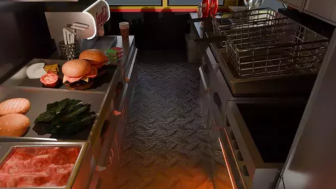 Food Truck Street Kitchen Mobile Catering Vehicle 3D model 5