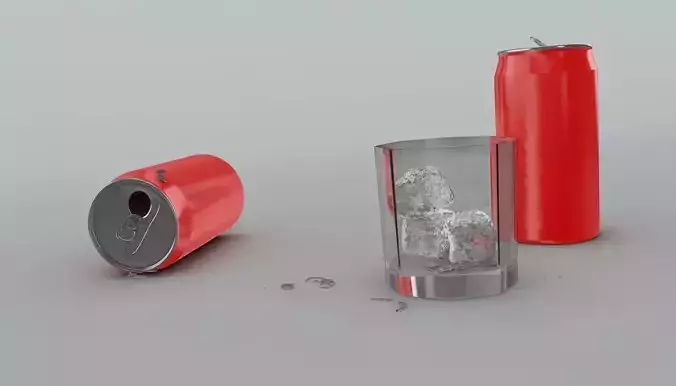 Cola cans icecube glass 