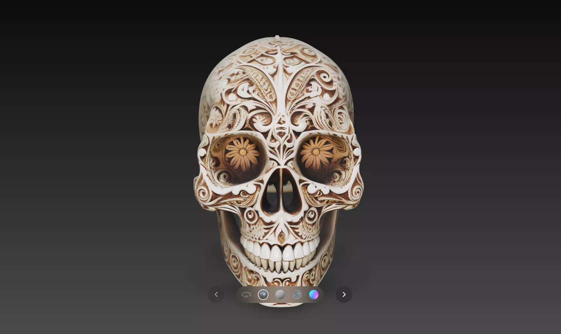 Ornamental Floral Skull Decorative Art Sculpture STL Model V2 3D print model