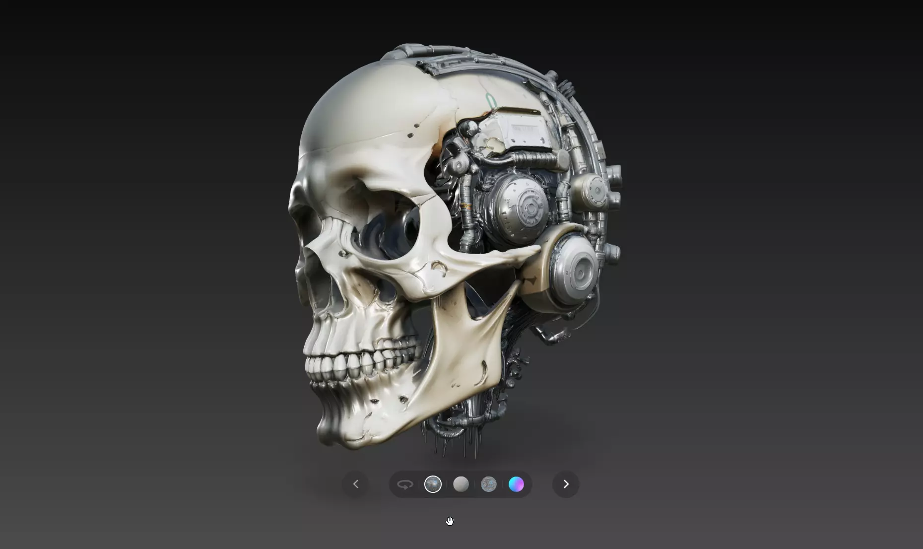 Biomechanical Skull Cyber Organic Fusion Sculpture STL V1 3D print model