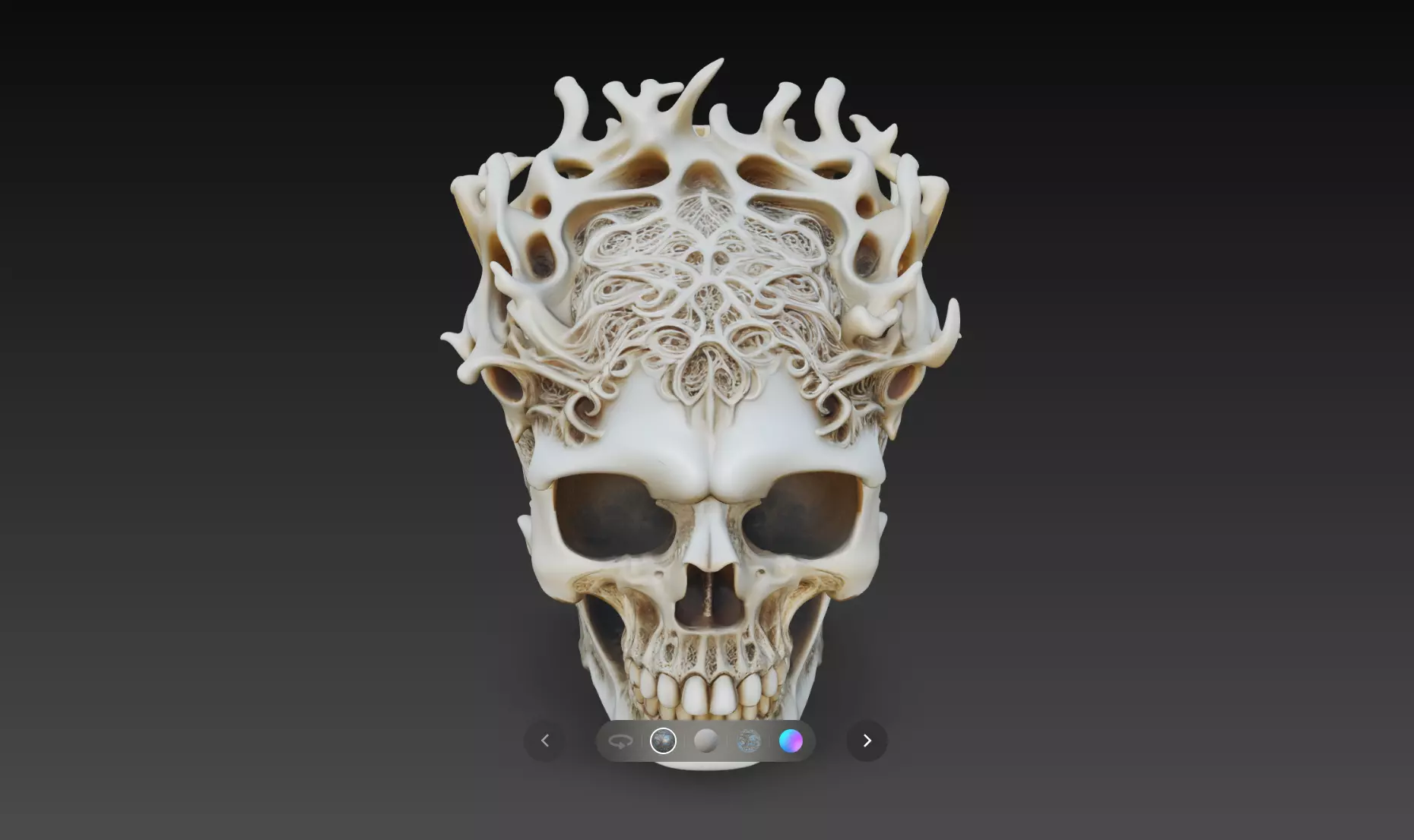 Ornamental Skull Floral Crown Decorative Sculpture STL V1 3D print model