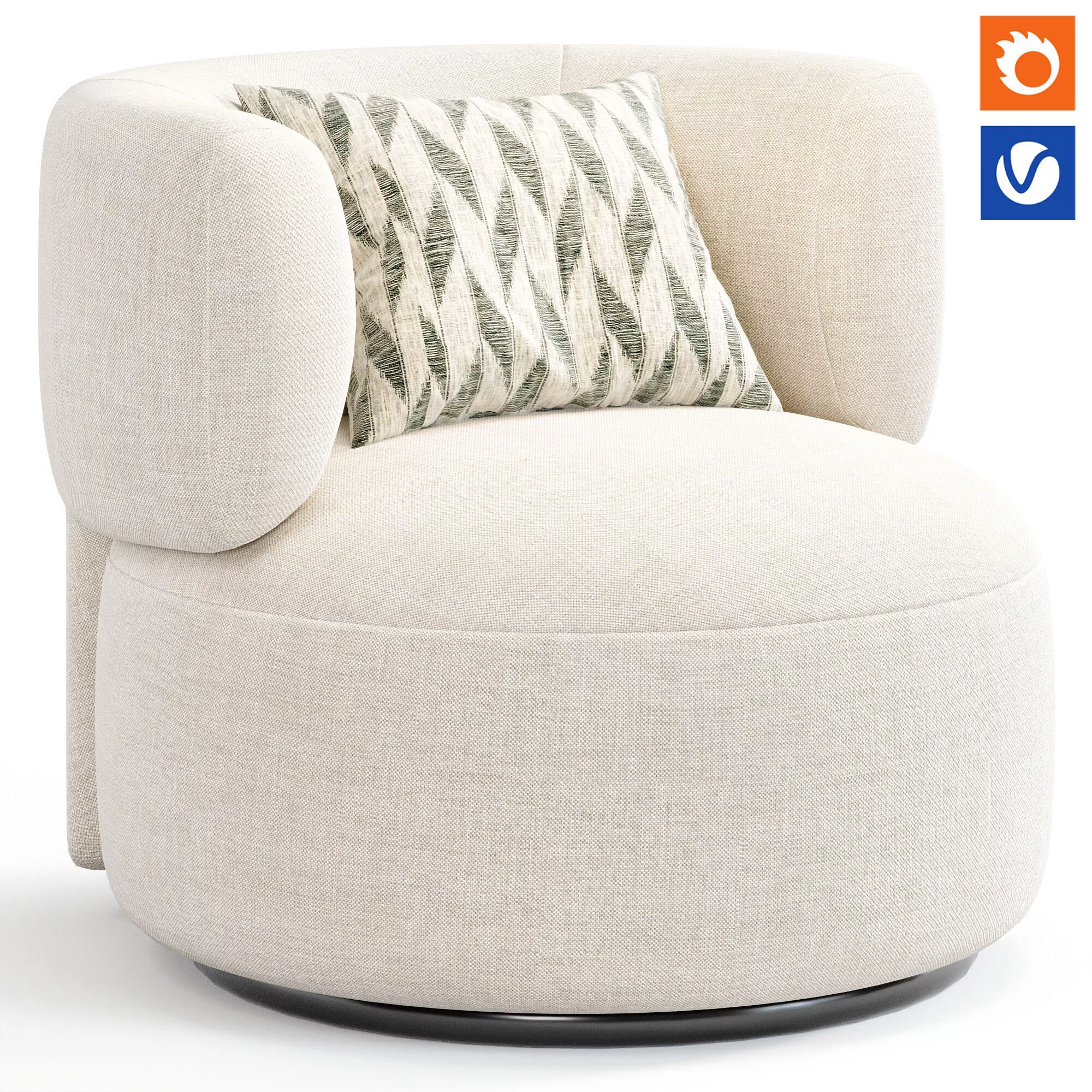 K Waiting Swivel Armchair By Spacefurniture Low-poly 3D model