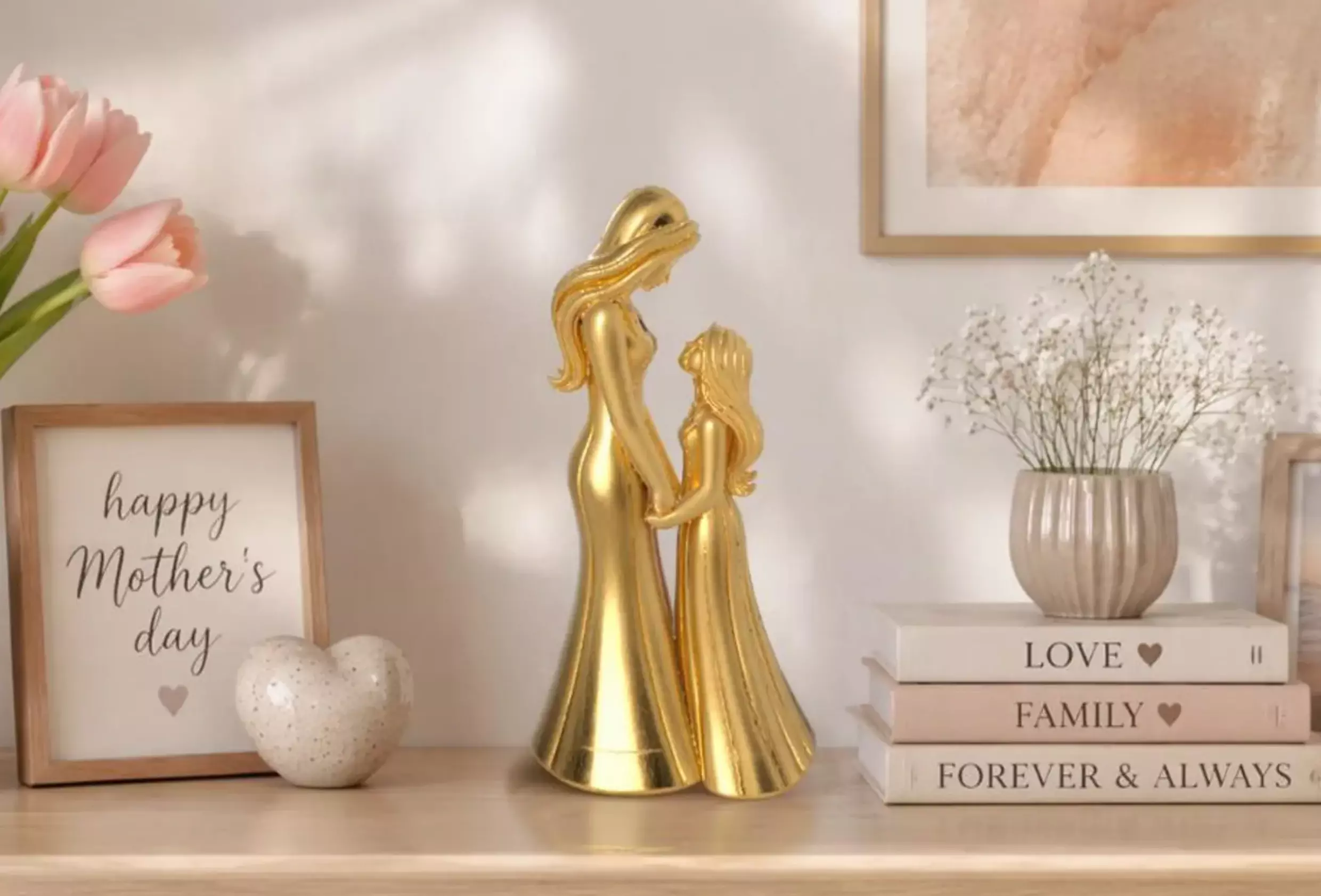 Mother day Daughter Sculpture Gift Mom and Child Figurine 3D print model