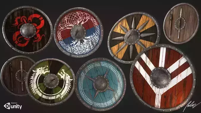 GameReady Medieval Viking Shield Pack Low-poly 3D model