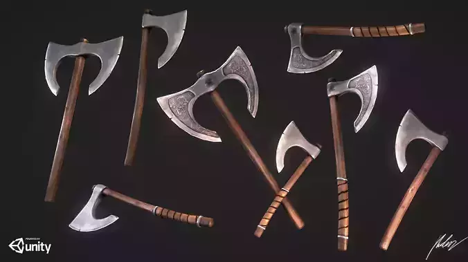 GameReady Medieval Viking Axe Pack Low-poly 3D model