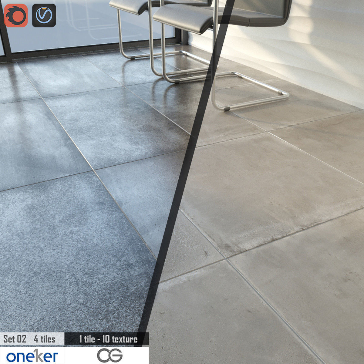 Oneker Tile Set 3D model_1