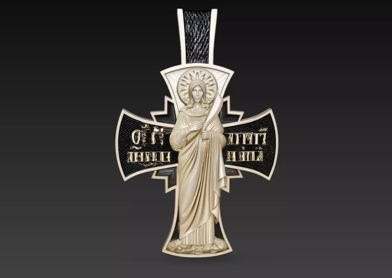 Orthodox Cross Female Saint Sculpture STL V1 3D print model