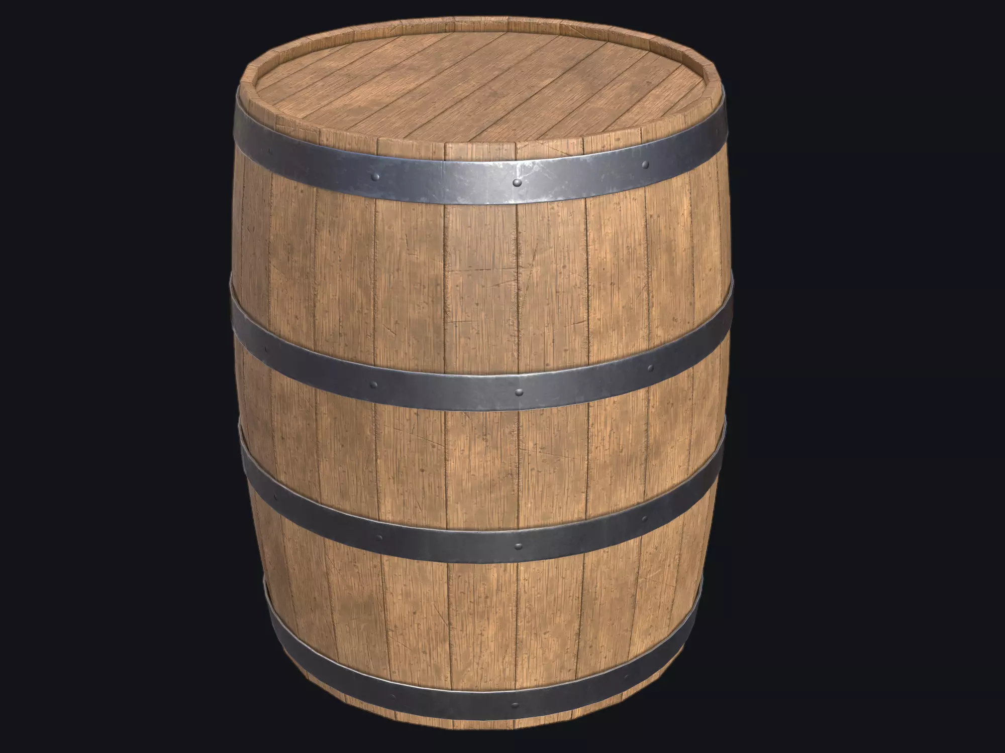 Wine Barrel Game Ready PBR Low-poly 3D model