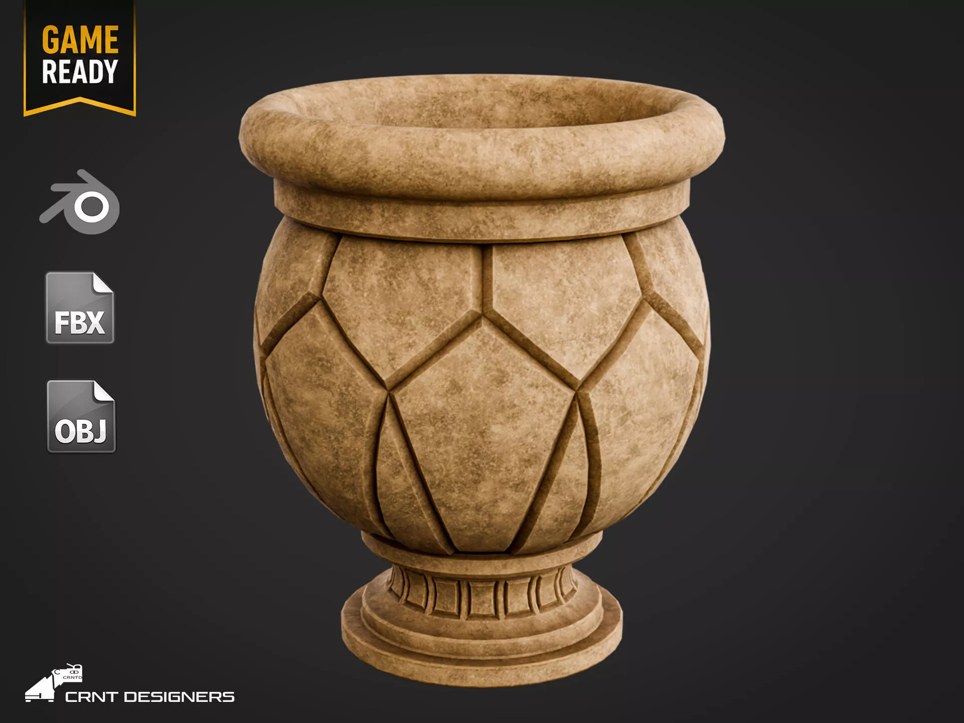 Ancient Stone Urn Vase - Game Ready - UE4 And UE5 Optimized Low-poly 3D model