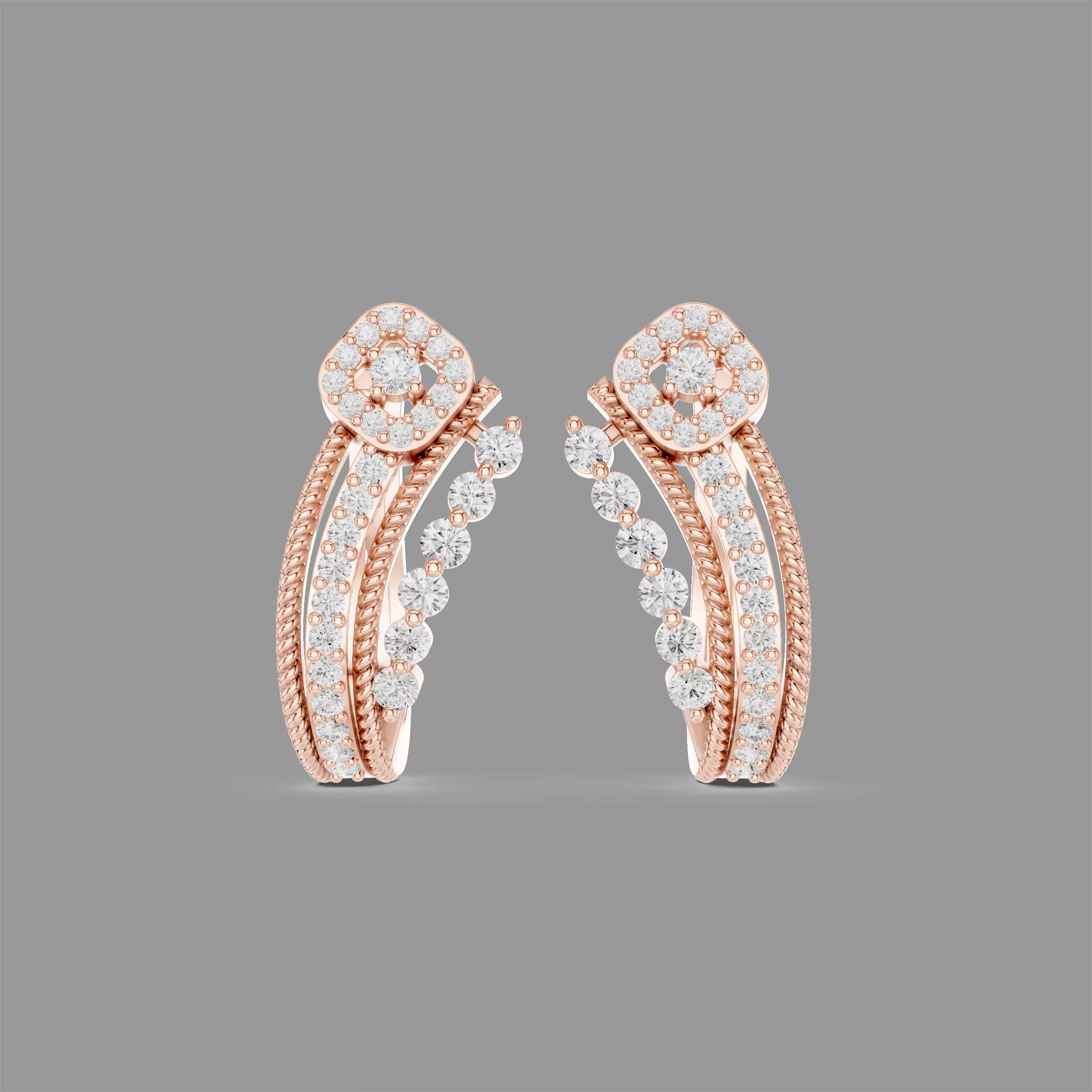 Diamond Hoops Earrings 3D print model