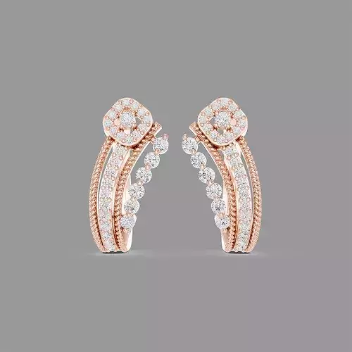 Diamond Hoops Earrings 