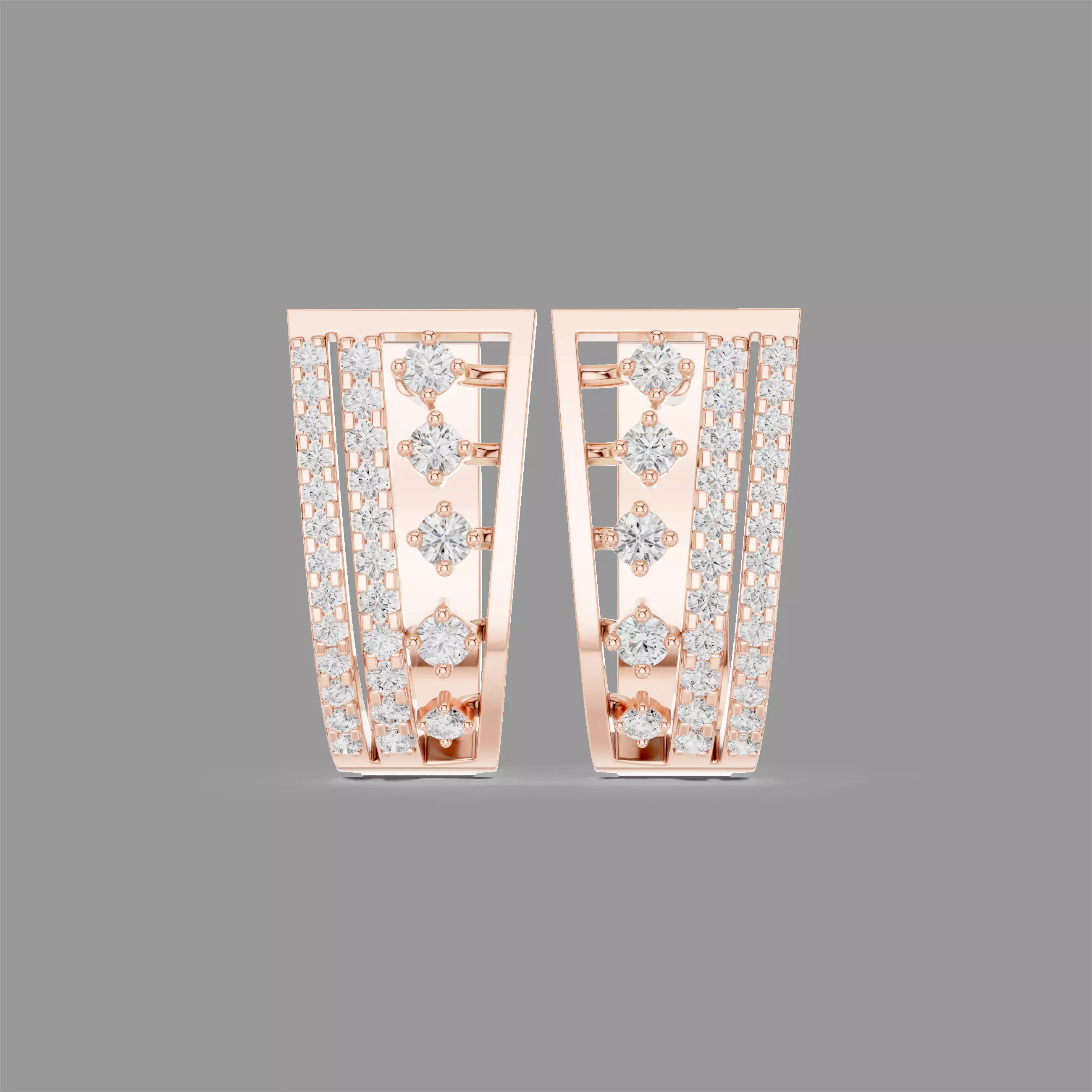 Diamond Hoops Earrings 3D print model