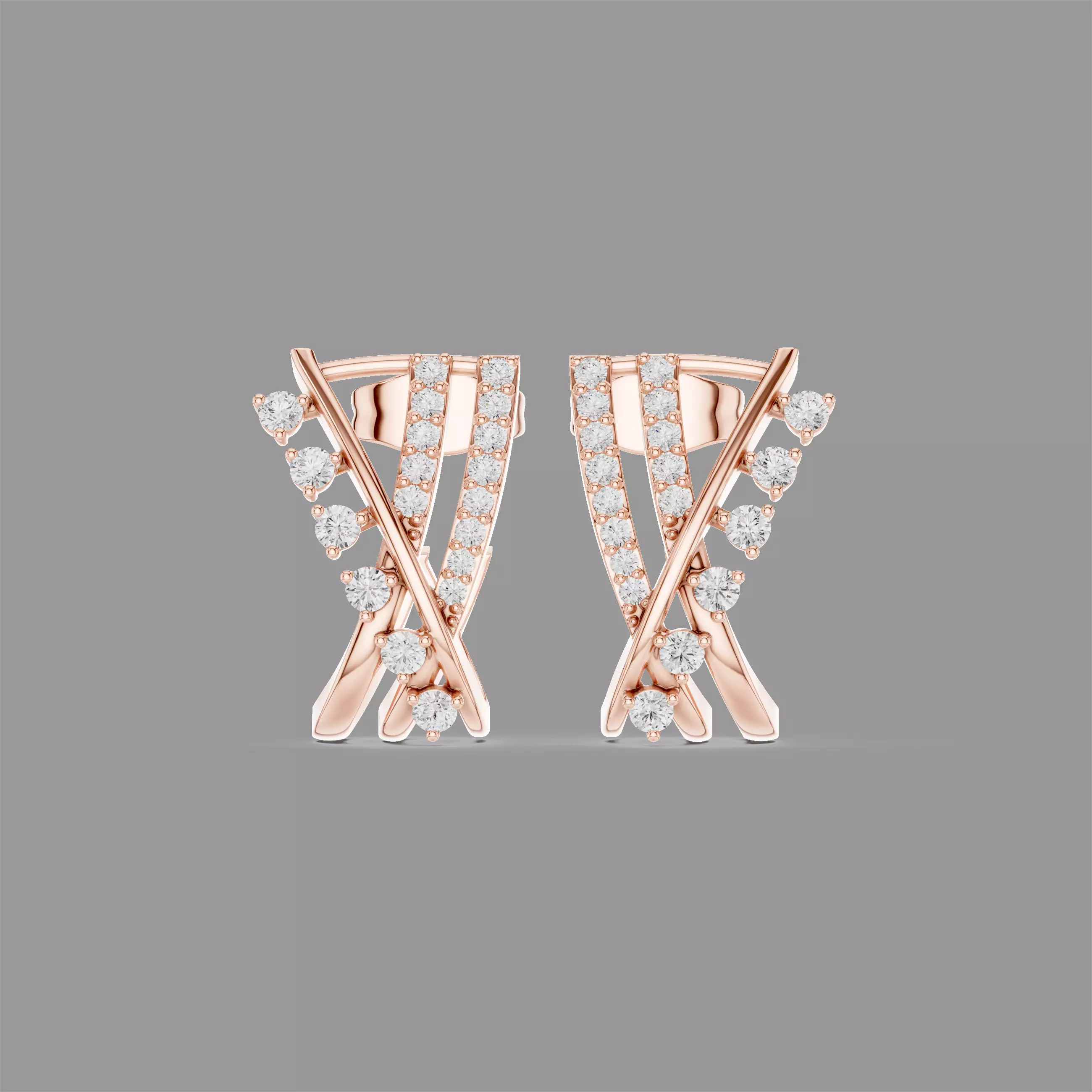 Diamond Hoops Earrings 3D print model