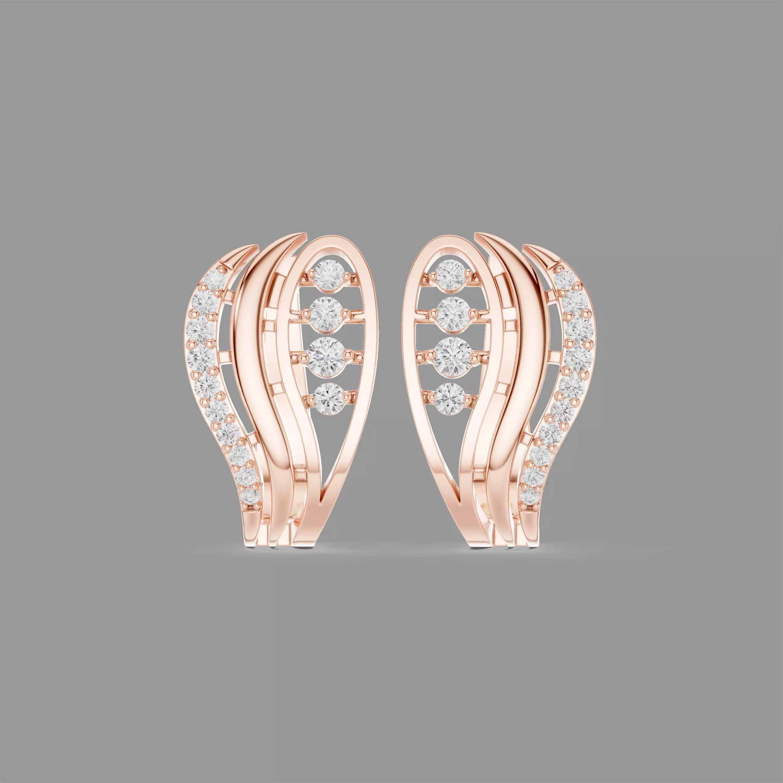 Diamond Hoops Earrings 3D print model
