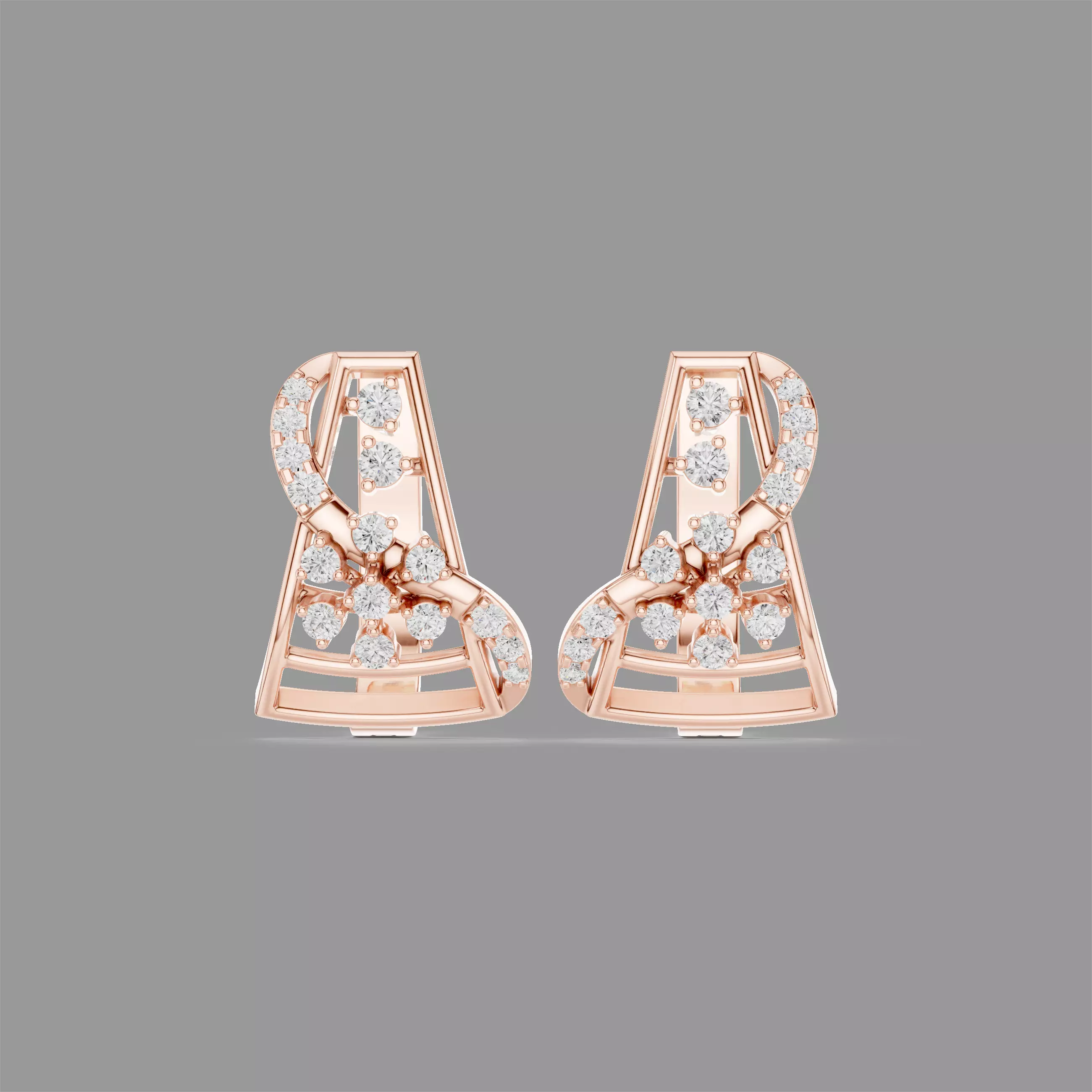 Diamond Hoops Earrings 3D print model