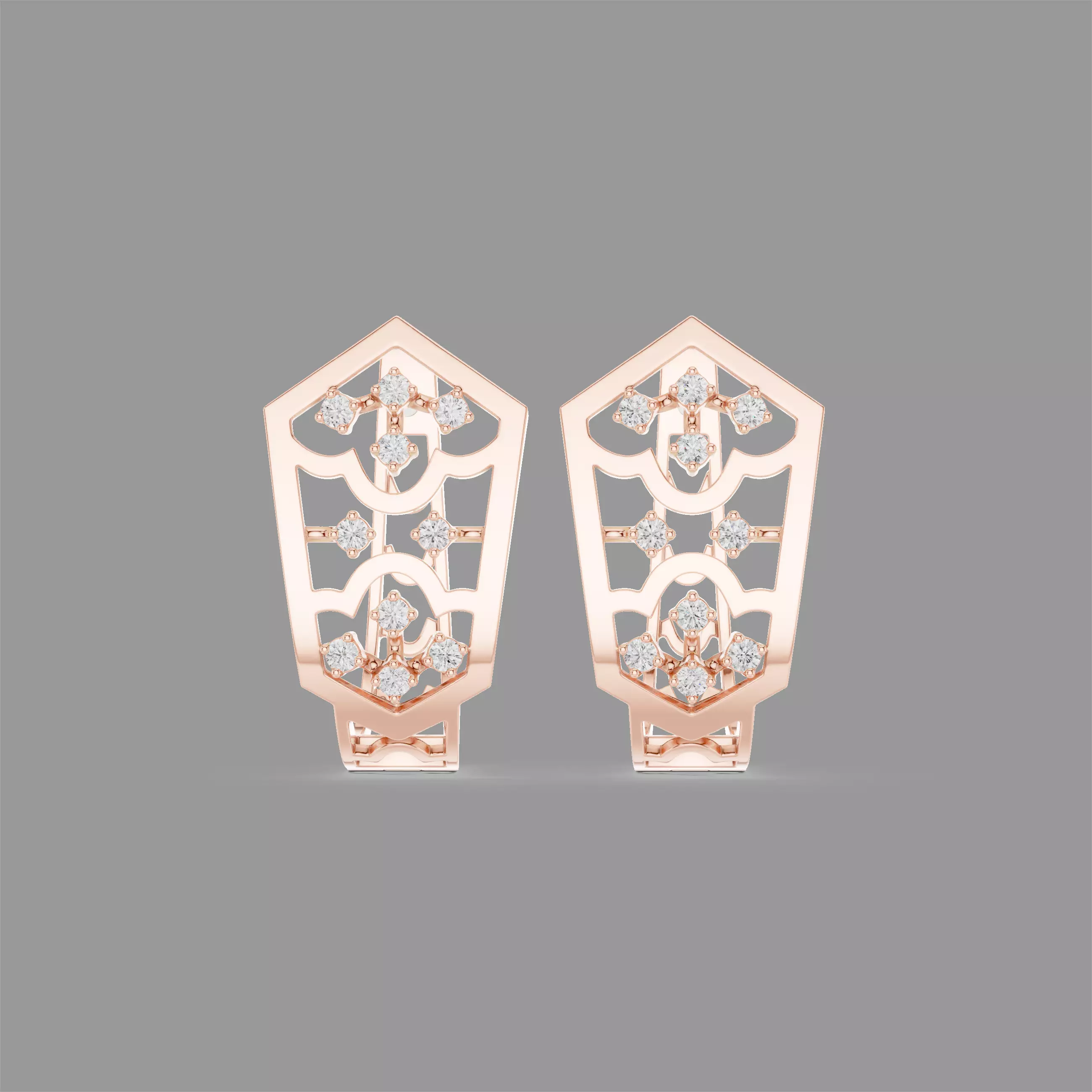 Diamond Hoops Earrings 3D print model