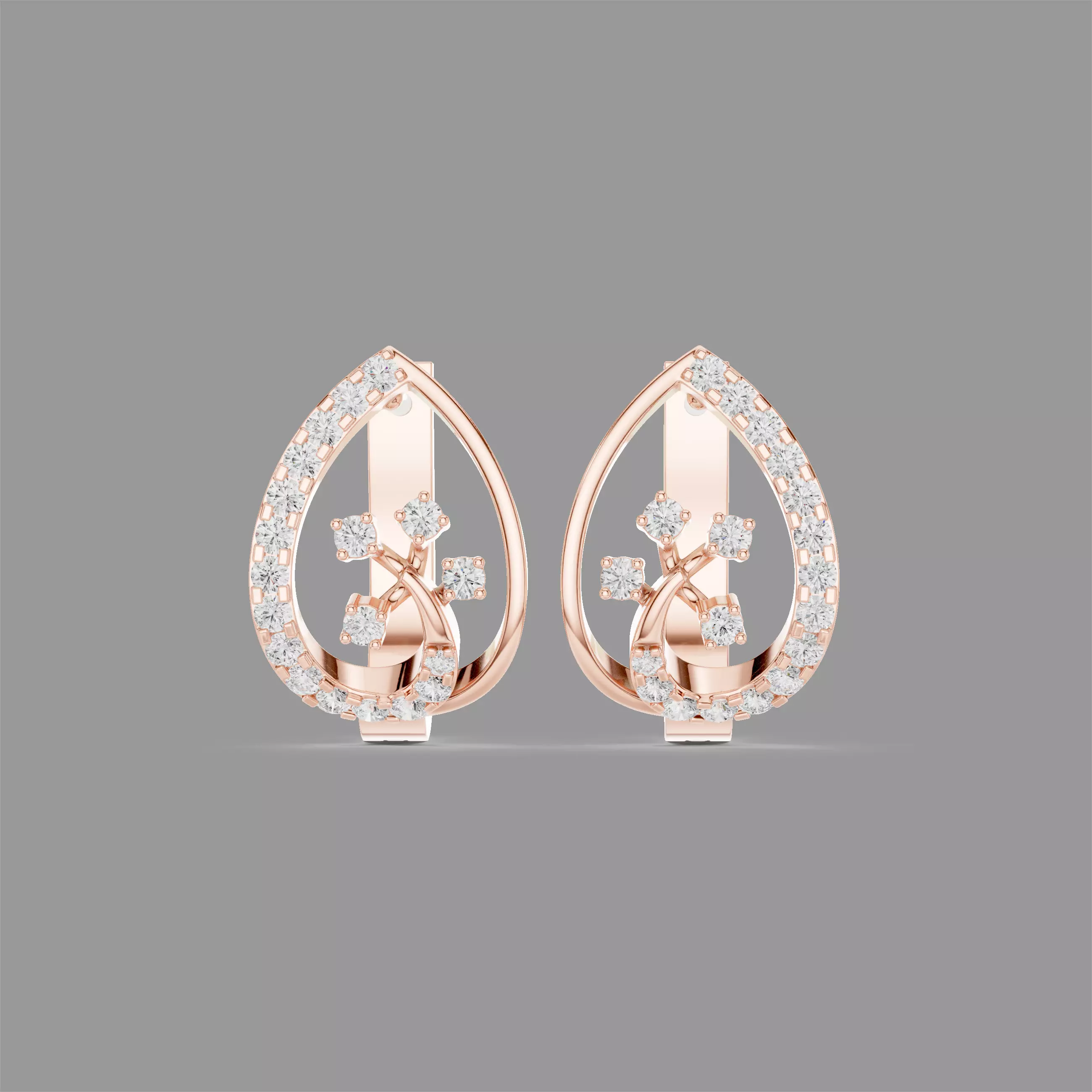 Diamond Hoops Earrings 3D print model