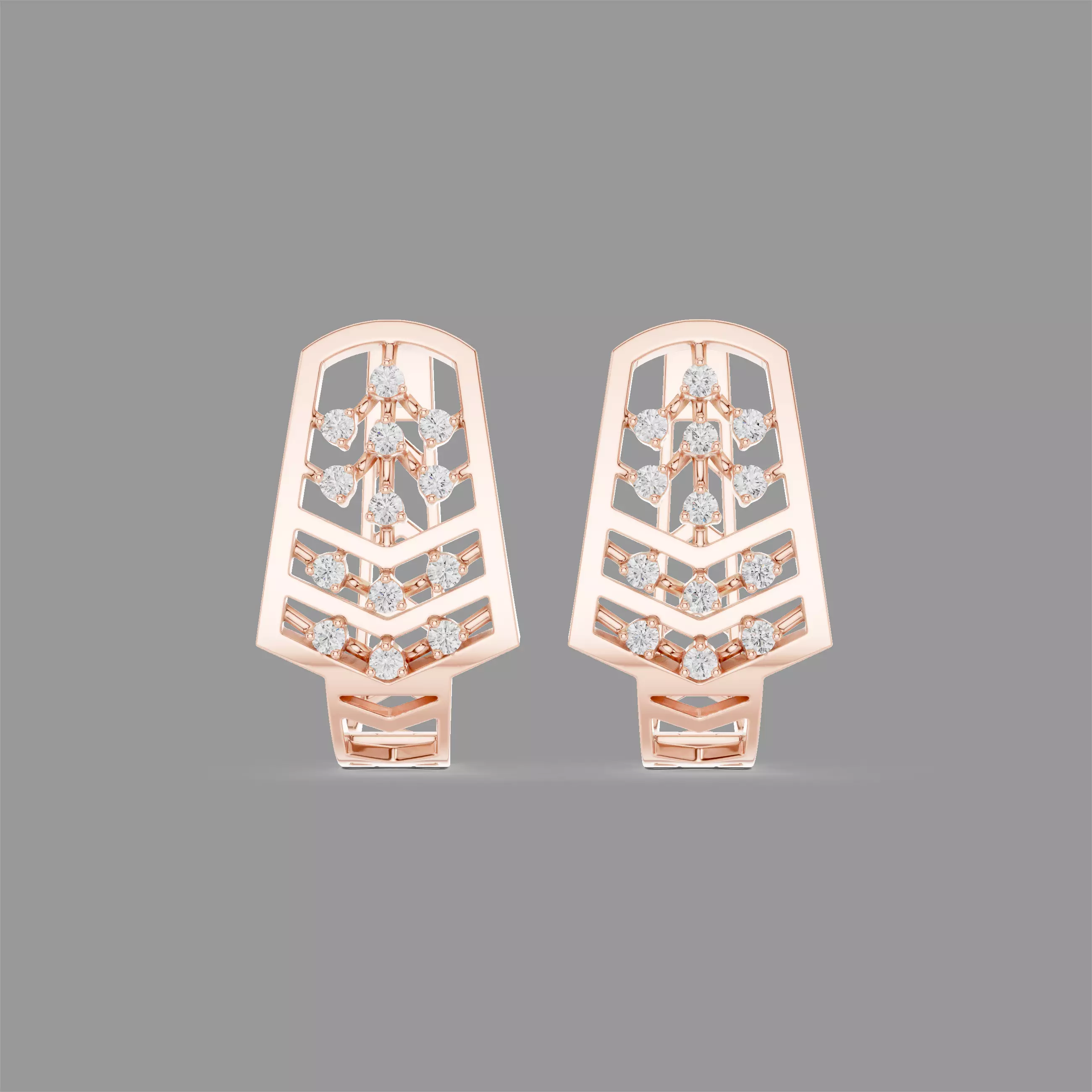 Diamond Hoops Earrings 3D print model